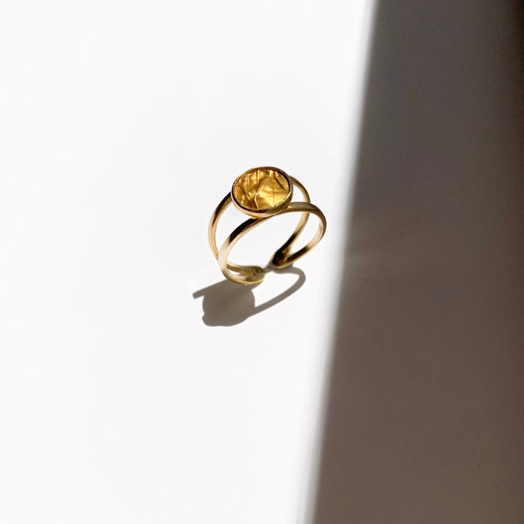 Floating Bezel Ring in Gold