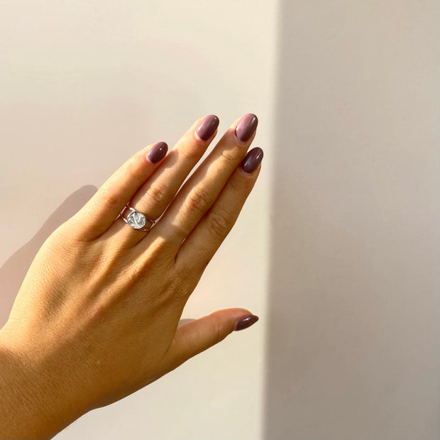 Floating Bezel Ring In Silver