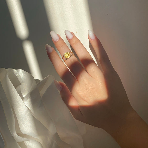 Floating Bezel Ring in Gold