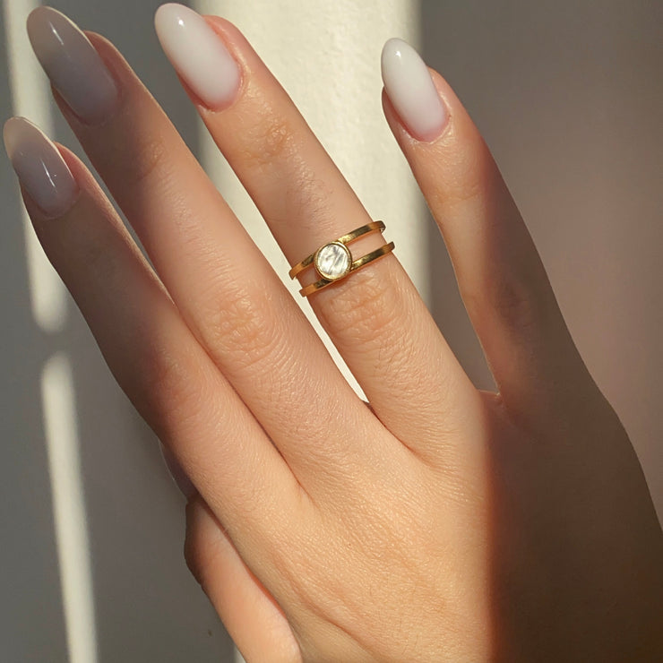 Floating Bezel Ring in Gold